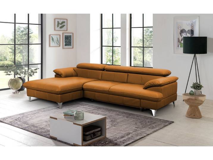COTTA Ecksofa David Echtleder, Echtleder mit Schlaffunktion & Bettkasten
