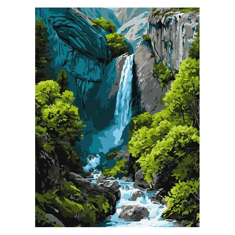 Ideyka Malen nach Zahlen Wasserfall in den Bergen 30 x 40 cm (KHO6437)