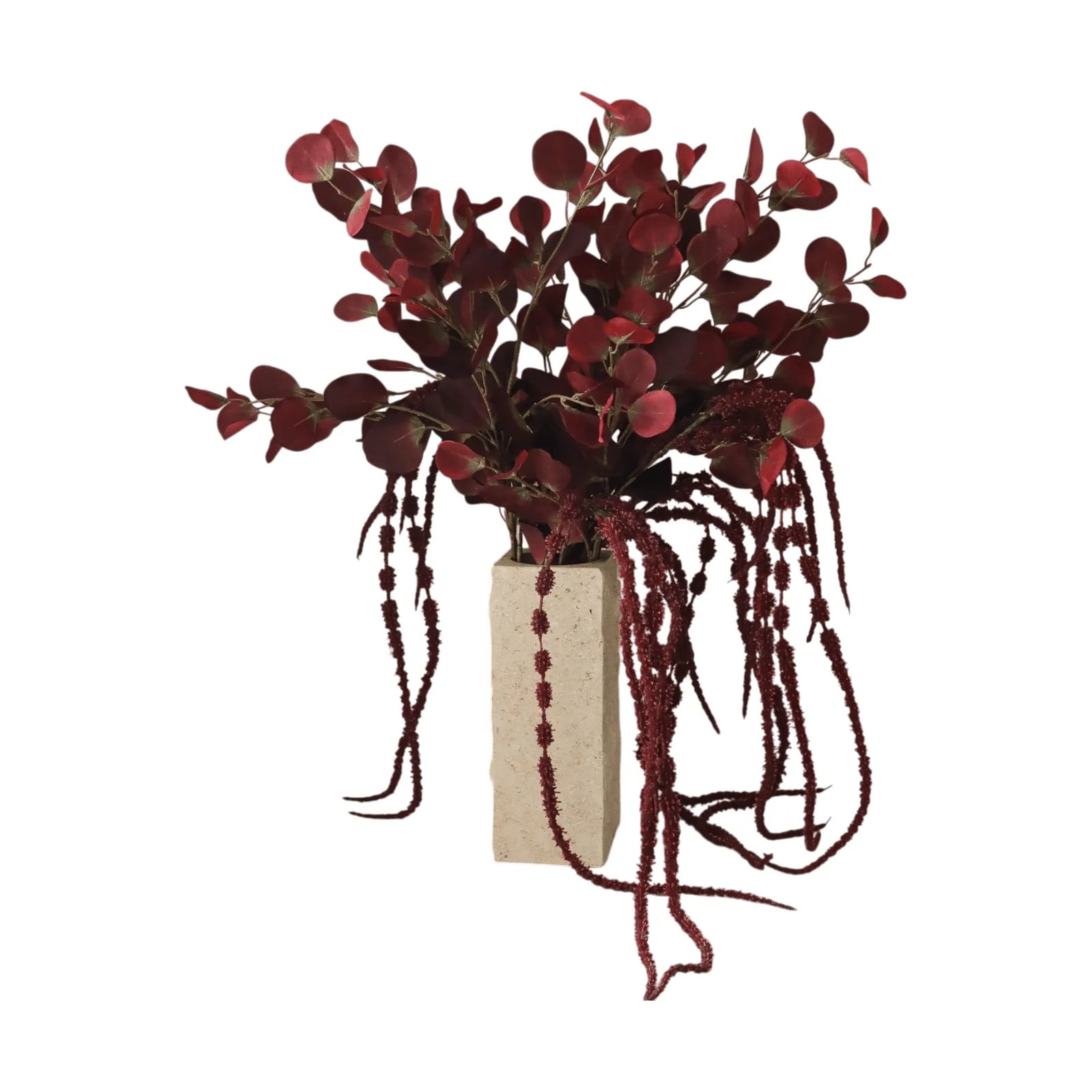 Botané Burgundy kunstboeket met Eucalyptus en Amarant, 84 cm