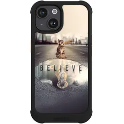 Nivocase Hülle für Apple iPhone 15 Stossfeste Handyhülle NIVOmax Case Schwarz Motivation Tiere Tiger (Apple iPhone 15), Smartphone Hülle, Schwarz