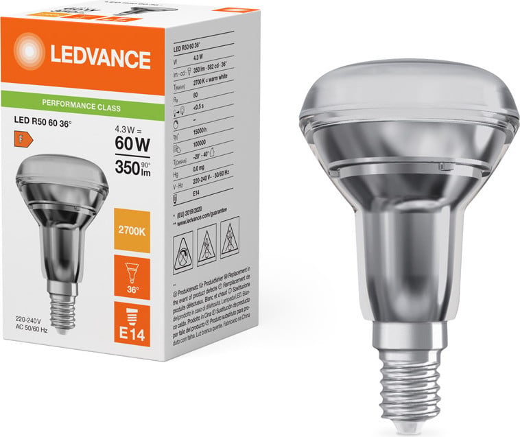 Osram LED-reflector R50 E14 4,3-60W/827 36 graden