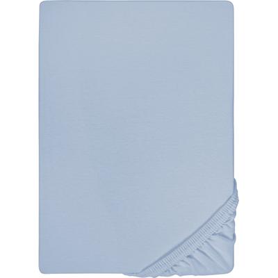 Spannbettlaken BIBERNA "0077866 Deluxe Jersey-Elastic Spannbetttuch 97% Baumwolle", blau (eisblau), 1 Stk., Jersey-Elasthan, 180-200x200-220 25cm, Jersey-Elasthan, Obermaterial: 97% Baumwolle, 3% Elasthan, Bettlaken, Spannbettlaken, Jersey mit...