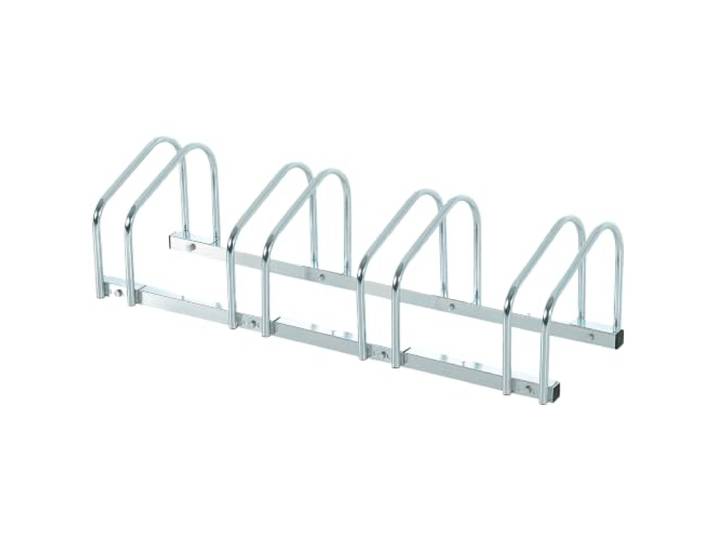 HOMCOM Râtelier 4 Vélos Pneu 65 mm VTT Enfants BMX 110 x 33 x 27 cm Argent Range-Vélos\, Support de Rangement\, Sol ou Mural\, Acier