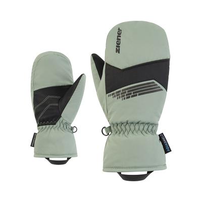 Fäustlinge ZIENER "LAVIVO-Z AQUASHIELD JUNIOR", Mädchen, Gr. 7.5, grün (schwarz.dusty grün), Kunstfaser, Handschuhe Fäustlinge, wasserdicht, winddicht, atmungsaktiv, warm