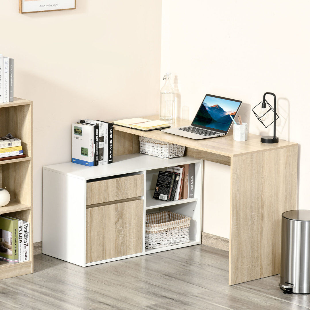 Ebern Designs L-Shaped Computer Desk Beige 75.5cm H X 120cm W X 92cm D