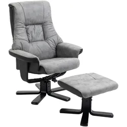 STILVORA Relaxsessel TV Sessel mit Fußstütze Grau 109x78x83 cm 360 Grad drehbar Rückenlehne bis 135 Grad Mikrofaserbezug hoher Sitzkomfort