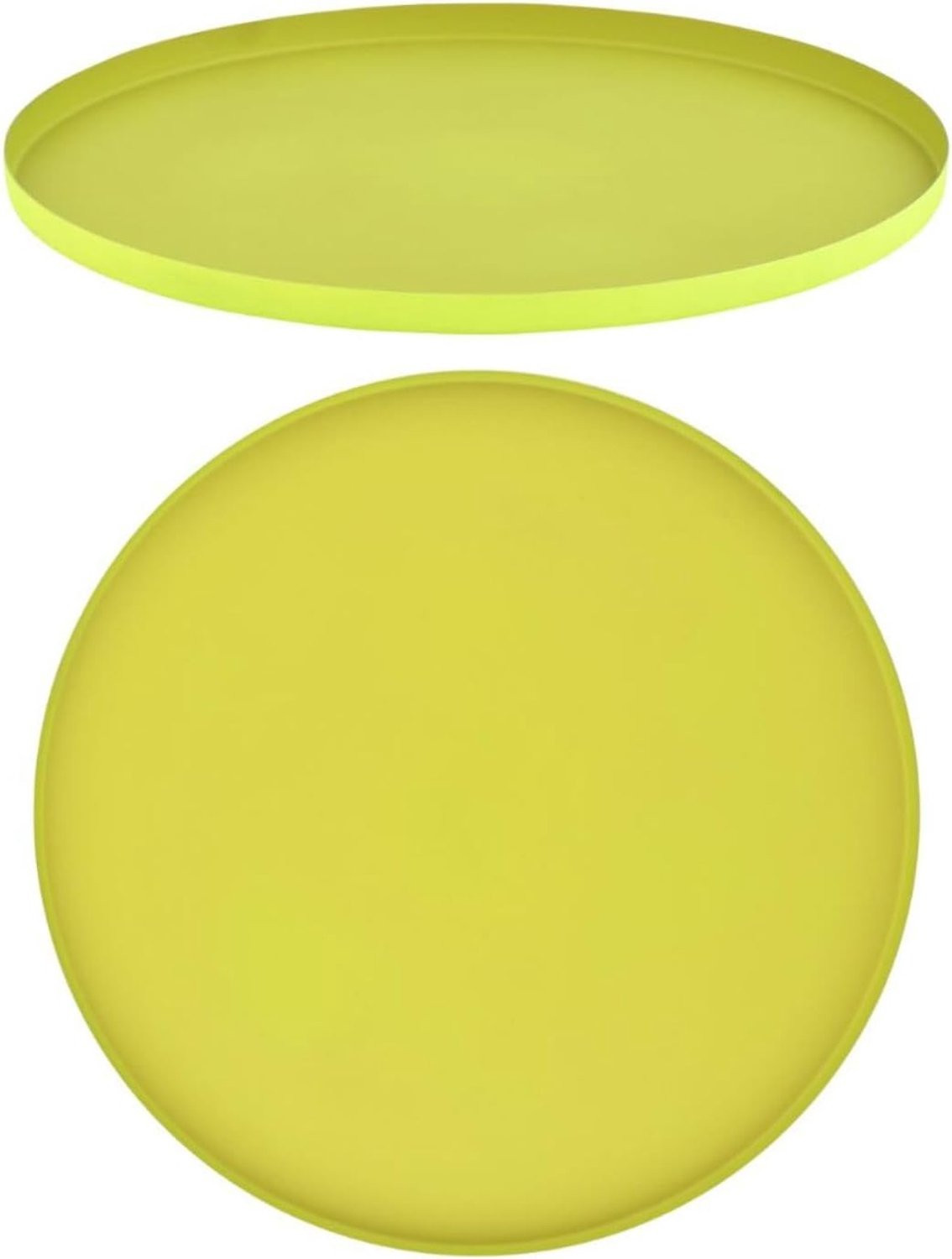 Geel rond dienblad 25 cm | Boho Chic decoratief metalen dienblad