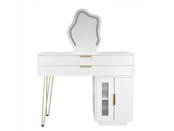 Merax Schminktisch mit LED-beleuchtetem Spiegel schminktisch mit Beleuchtung schminktisch mit Spiegel frisiertisch schmink Tisch Makeup Table