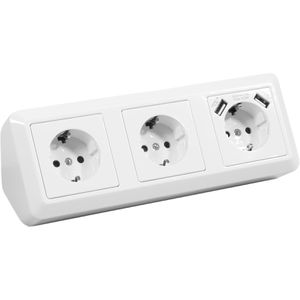 McPower Tischsteckdose CUP, mit 0,15 m Kabel, weiß, 3-fach & USB-A