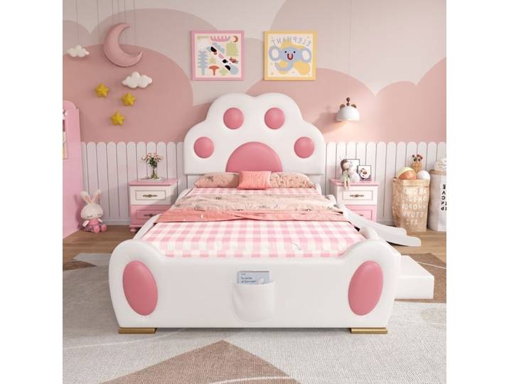 Lit tapis lit individuel lit d'enfant tête en forme d'une bande dessinée - Petits de chat avec une glissière pour enfants et une