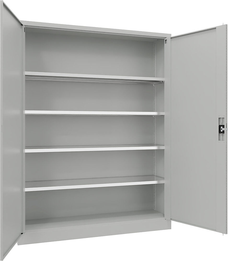 Stahlschrank mit Flügeltüren, 4 Fachböden, Breite 1500 mm, HxBxT 1950 x 1500 x 400 mm, lichtgrau eurokraft pro