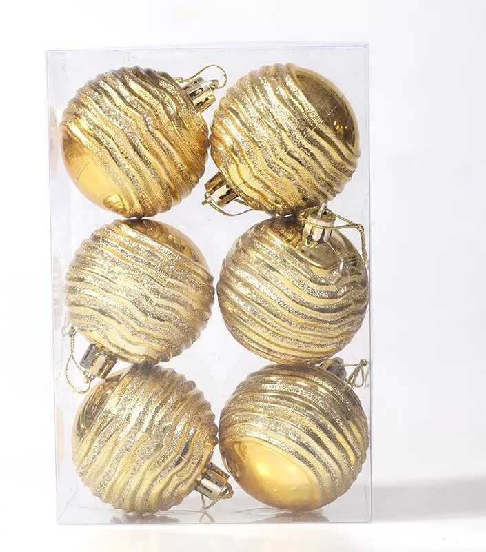 INF Weihnachtsbaumkugeln Zebra Ball 6cm - 6er Set, Festliche Baumornamente Gold