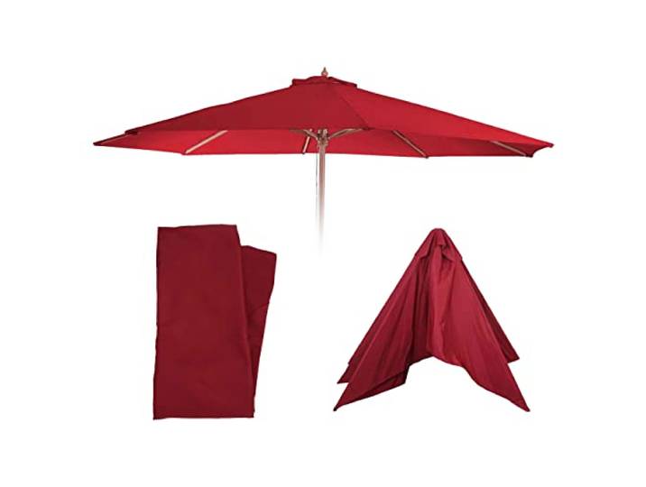 Toile de rechange pour parasol Florida Ø 3\,5m polyester 8 baleines bordeaux Housse de rechange pour parasol en polyester\, 8 baleines