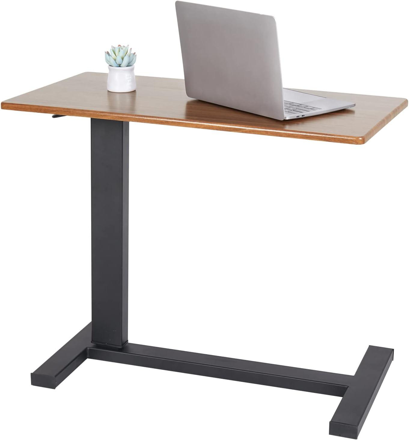 Selius Verstelbaar Computerbureau en Laptoptafel met Zwenkwielen, Hoogte verstelbaar van 66 tot 90 cm