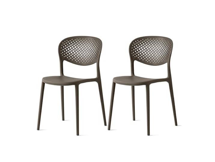 Connubia, 2 Stühle Abby mit gelochter Rückenlehne, aus recyceltem Polypropylen, 100% Erde matt