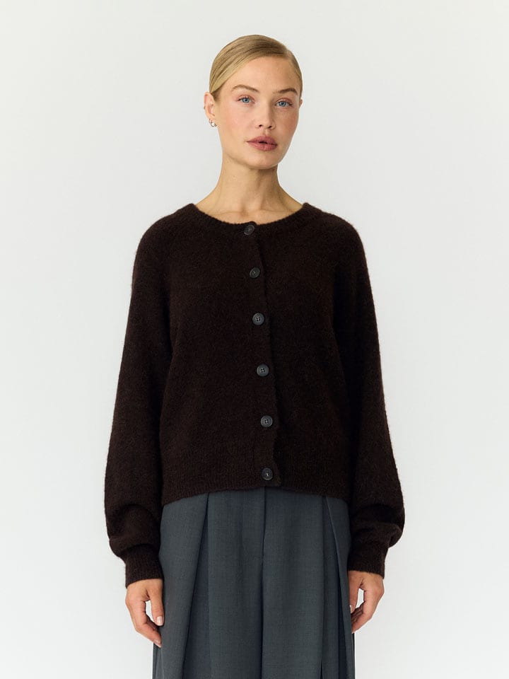 YAS Cardigan in Dunkelbraun - S