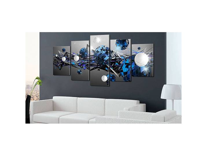 Bild Geometric Milky Way Leinen Blau 200 x 100cm