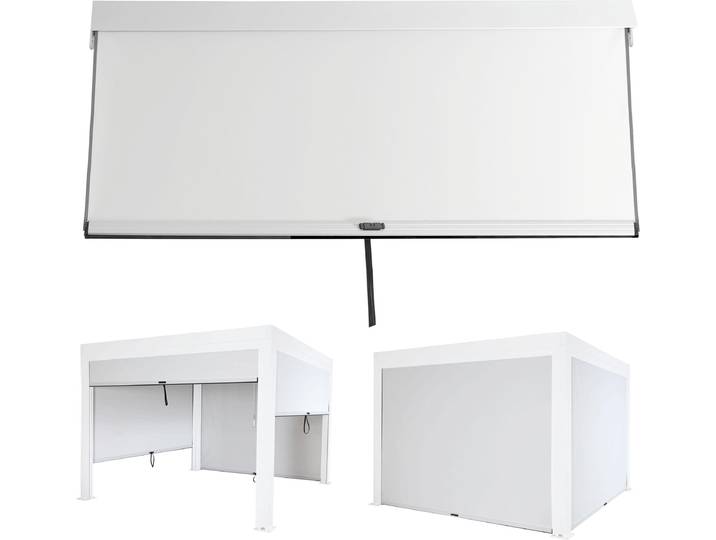 Seitenwand für Pergola HWC-L46, Pavillon Rollo Ersatzseitenwand, Stoff/Textil sturmfest 3x3m weiß