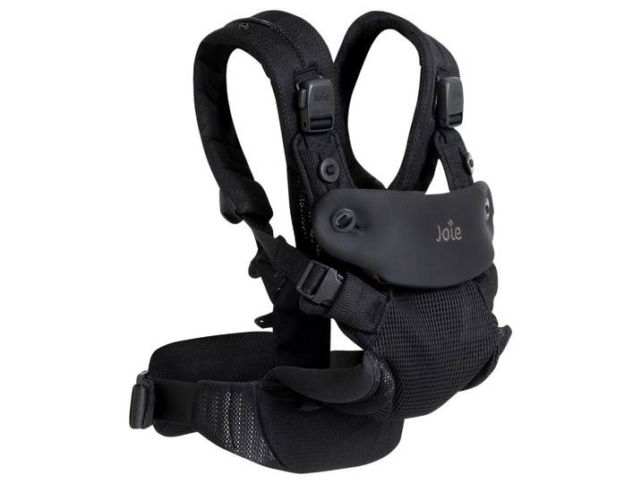 Joie Babytrage Savvy Air, Schwarz, 56 cm Schubladen, Füllung: Baumwolle (recycelt), 76x91x148 cm, EN 14988, Gurtverlängerung, Rückentragefunktion, Bauchtragefunktion, Hüftgurt mit Lordosenstütze, gepolsterter Schultergurt, Schultergurte über Kreuz tragbar, einfaches und schnelles Wechseln der Tragerichtung, Baby on Tour, Babytragen & Tragetücher