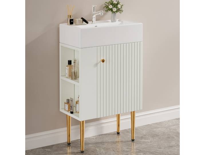 Meubles de salle de bain évier avec placard d'évier 55 Cm, placard d'évier, meubles de salle de bain pour petits invités, blanc