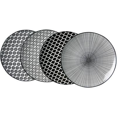 Speiseteller RITZENHOFF & BREKER "Takeo", schwarz, H:2,5cm Ø:26,5cm, Porzellan, Speiseteller, Speiseteller, Teller Set, Porzellan, skandinavisch-schlichter Touch, Ø 21,5 cm