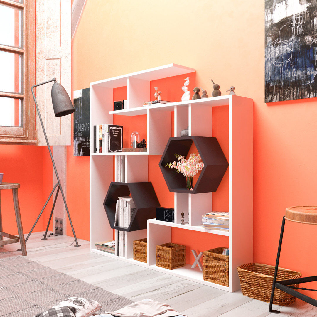 Zipcode Design Swenson 134cm H x 134cm W Bookcase White/Black 134cm H X 134cm W X 22cm D