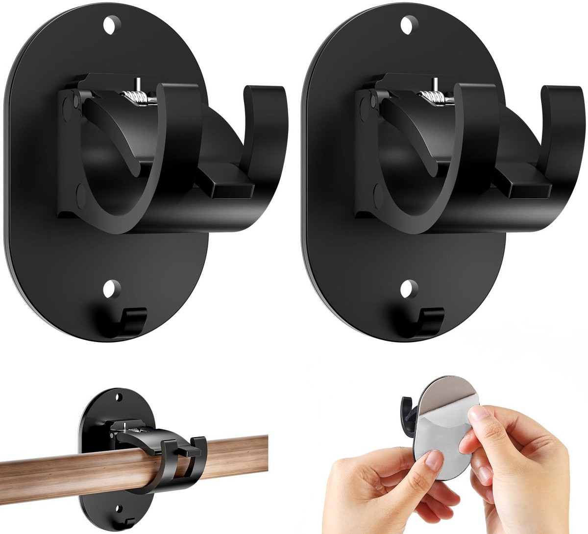 Dailygoods Gordijnroede Beugels - 2 Stuks - Zelfklevend - Voor Badkamer