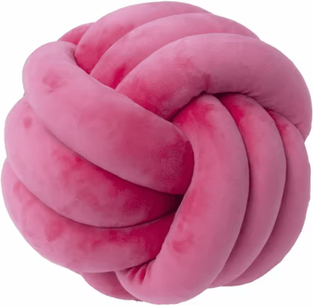 Inspire Essentials Cozy Knotted Ball Pillow Plush Decorative Cushion For Sofa And Gaming Chair pink 12x12cm
