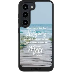 Nivocase Handyhülle für Samsung Galaxy S23 Hülle NIVOpure Case Schwarz Statement Strand Spruch (Samsung Galaxy S23), Smartphone Hülle, Schwarz