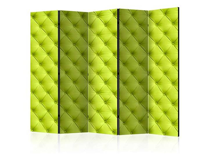 decomonkey Paravent Raumteiler Innen Leder, 225x172 cm, 5-teilig, Trennwand Beidseitig, Wohnzimmer, Room Divider, Wall, Raumteiler Stehend, Sichtschutz, Spanische Wand, Sichtschutzwand, Holz