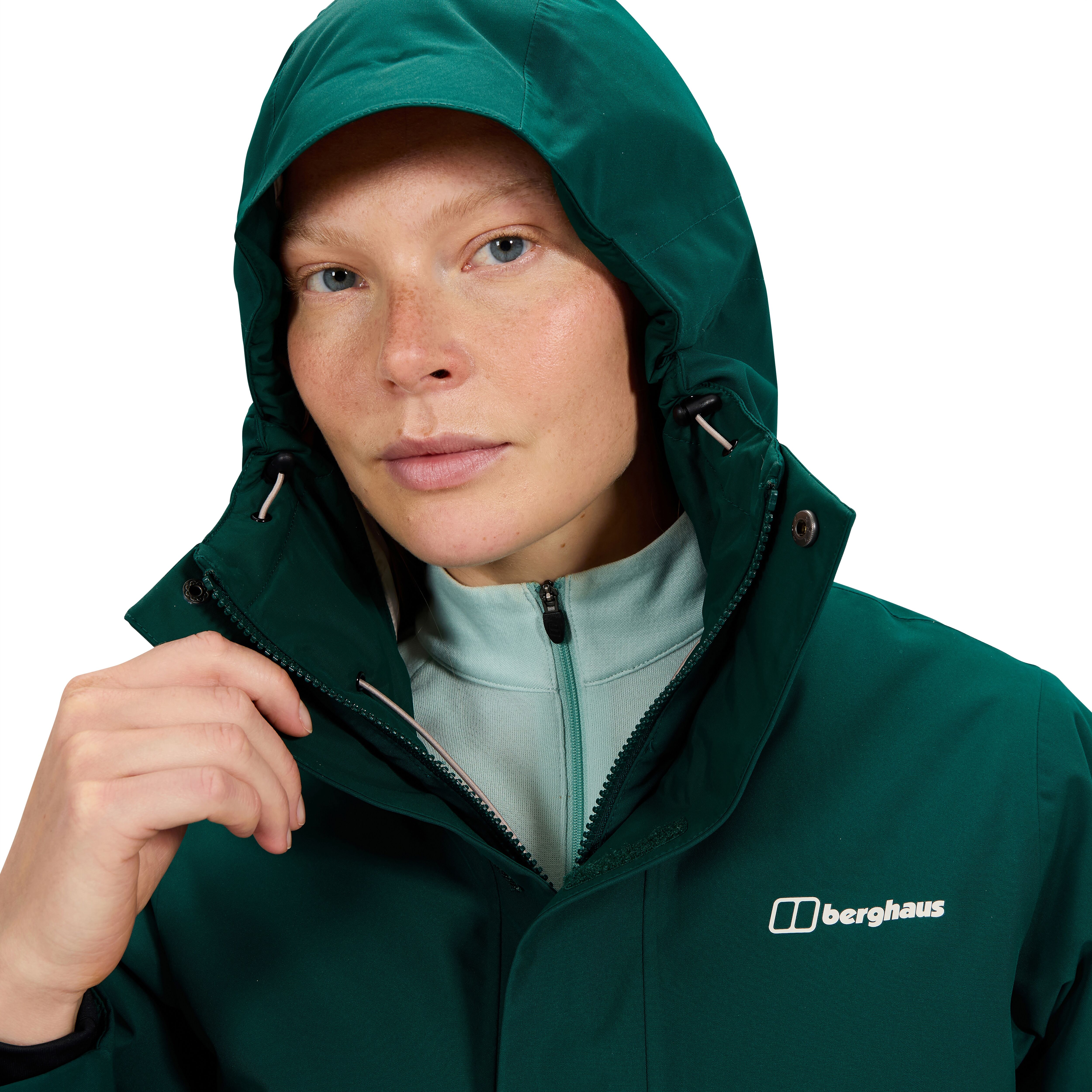 Softshelljacke BERGHAUS "W HINDERWICK JKT", Damen, Gr. XS, grün (off peak), Obermaterial: 100% Polyester. Futter: 100% Polyester, normal, Jacken Softshelljacke, mit praktischer Kapuze off peak XS