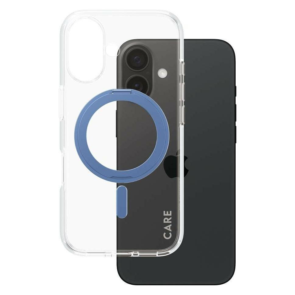 Care Back Cover Feature Kickstand iPhone 16 Blau, Fallsicher (Apple iPhone 16) (1316)