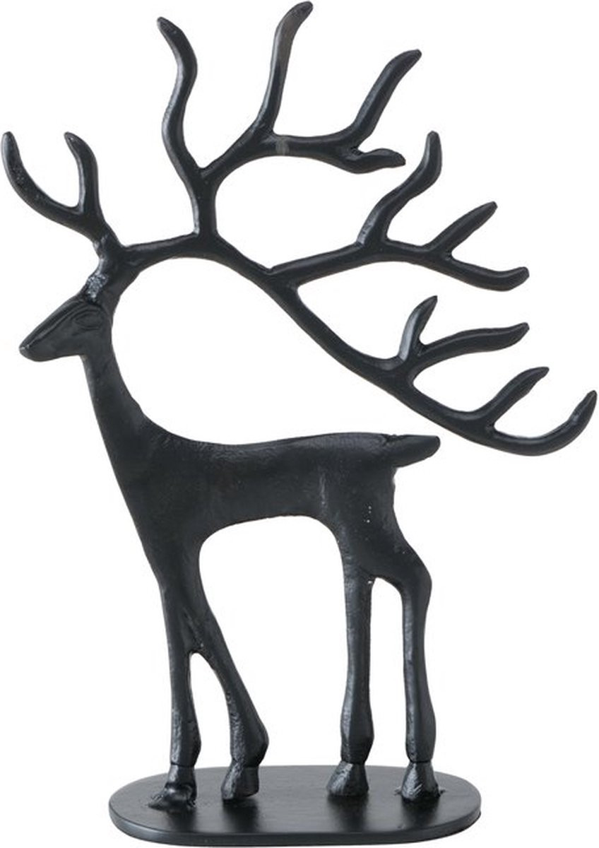 Gilde Kerstdecoratie Rendier Trollah Zwart voor op tafel