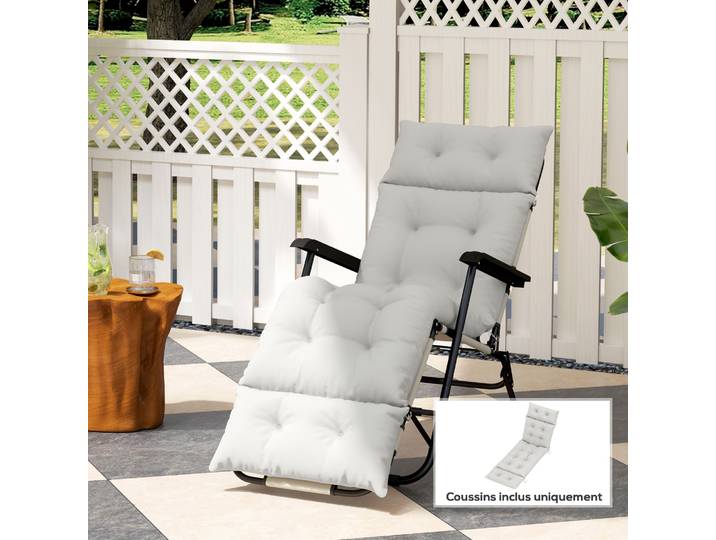 Outsunny Coussin Bain de Soleil 190x56x10cm UPF20+ Gris Clair