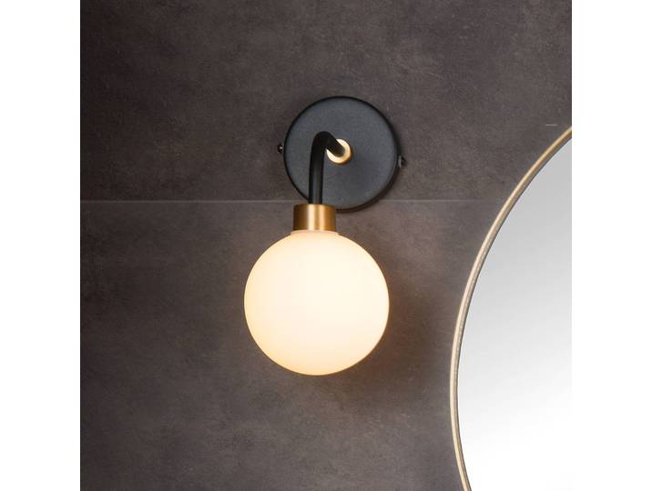 Lucide Wandlampe Berend, dimmbar, schwarz, für Badezimmer, Metall, Wandleuchte, Wandlampe Bad