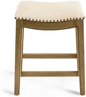 "Julien Backless Bar & Counter Stool - Counter Height (23"" Seat), Harvest, Bonded Leather, Harvest/Marbled Bone/Counter Height - Grandin Road"