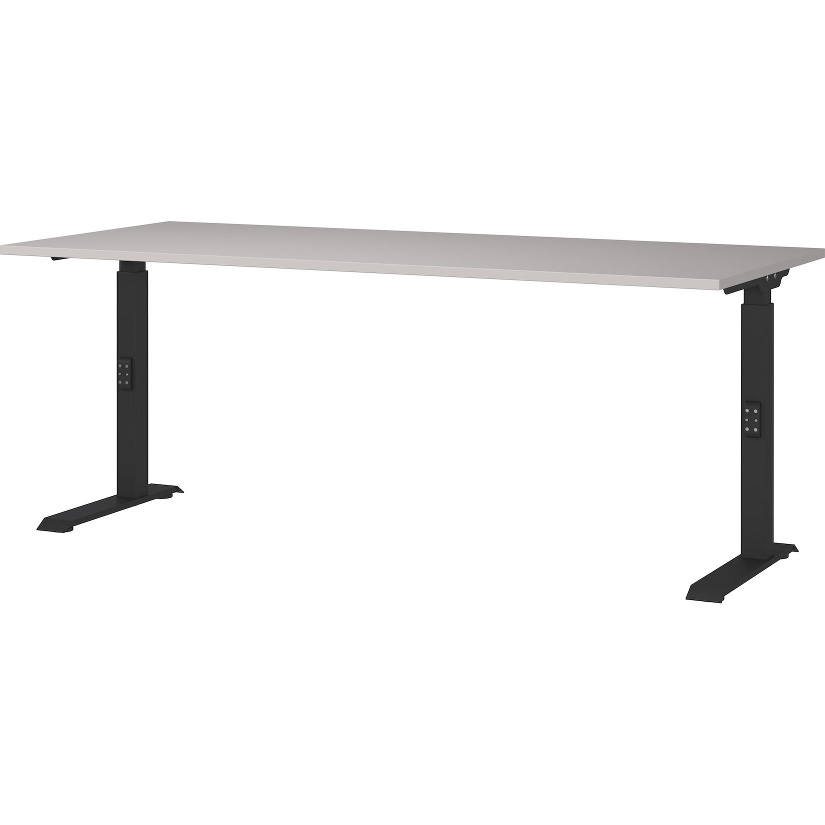 Schreibtisch höheneinstellbar "Stuttgart" 68-91cm Kaschmir/Schwarz 180x80cm, C-Fuß