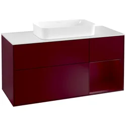 Villeroy und Boch Finion Waschtischunterschrank F301HBHB 120cm, Abdeckplatte white matt, Regal rechts Peony, Peony Matt