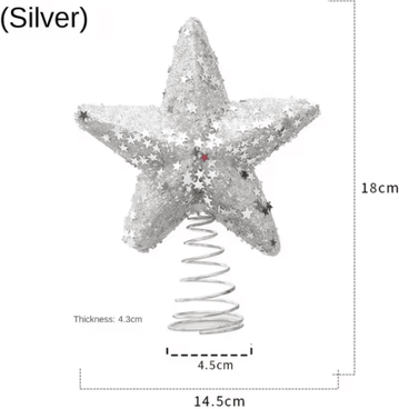 Inspire Picks Pentagram Christmas Tree Star Topper Ornament silver