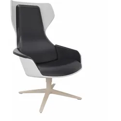 Sedus se:lounge Loungesessel Leder - Leder schwarz (PL101) / Hellgrau (V52) / Sandbeige (160)