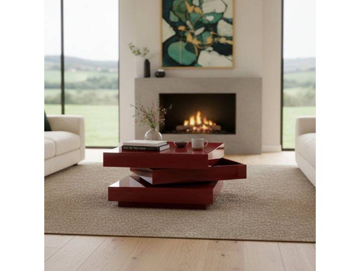 Table Basse Pascoli Dmora Bois Noblé Rouge 70x70x39h cm