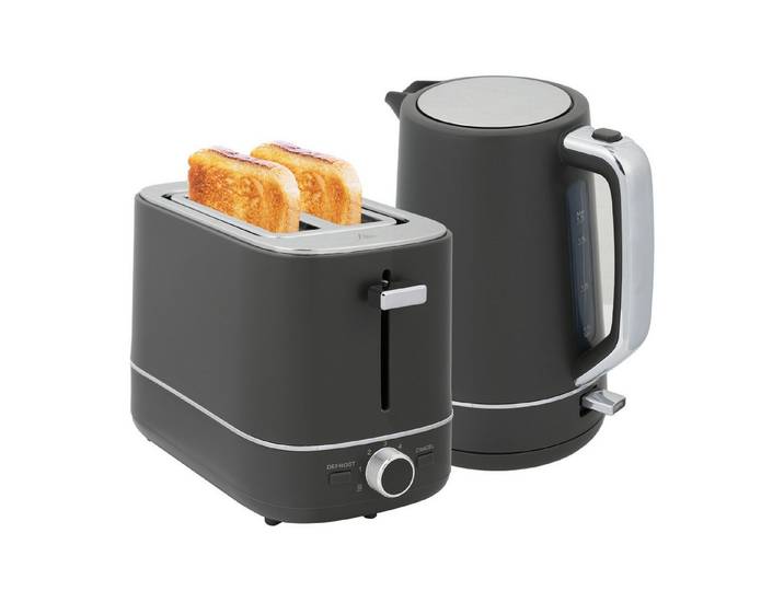 FELIXLEO Wasserkocher Wasserkocher Toaster Set 1,7 L 6 Bräunungsstufen Grau