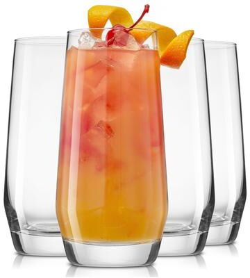 JoyJolt Gwen 18 oz Highball Glasses Set of 4 Drinking Glasses - 18.5 oz.