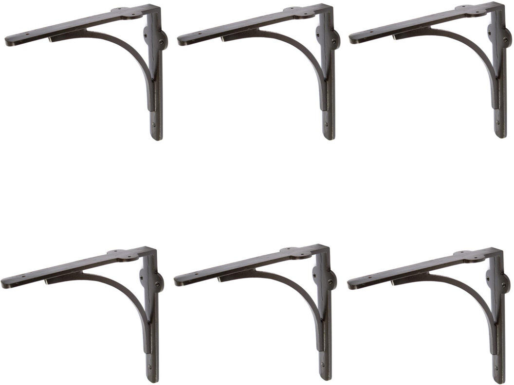 Hammer and Tongs Hammer & Tongs - Curved Iron Shelf Bracket - D205mm - Black 20.4cm H X 5.2cm W X 20.4cm D