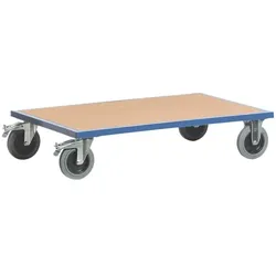ROLLCART Plattformwagen 100x60 cm Holz-Ladefläche blau, 106x28.5x60 cm