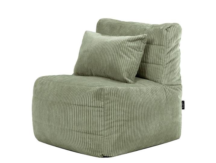 Pouf fauteuil modulable en velours côtelé vert sauge