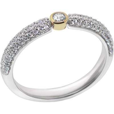 Fingerring FIRETTI "Schmuck Geschenk Silber 925 Damenring Verlobungsring Ring" Gr. 52, gold (silberfarben, gelbgoldfarben, kristallweiß), Fingerringe, Damen, 52, Silber 925 (Sterlingsilber), 3mm, Fingerring, mit Zirkonia (synth.)