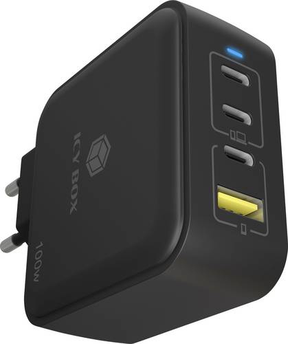 ICY BOX GaN Wandladegerät USB-C Adapter 100W Schwarz