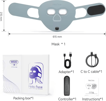 Inspire Curations Wireless Red Light Therapy Face Mask 510K Near Infrared LED Facial Mask For Home Skincare new M500s Blue Gray