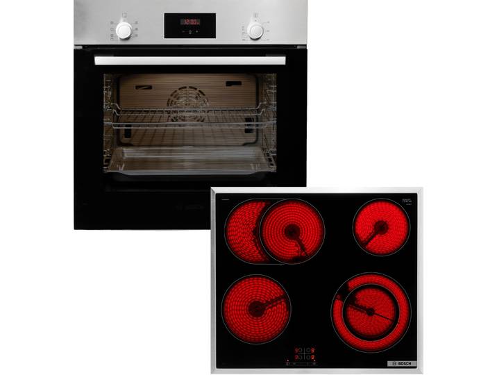 BOSCH Backofen-Set HBD231VR61 , Energieeffizienz: A, silber (edelstahlfarben), Herdsets, Leichte Reinigung mit CleanCoating, einfache Bedienung mit TouchSelect, Backofen-Set